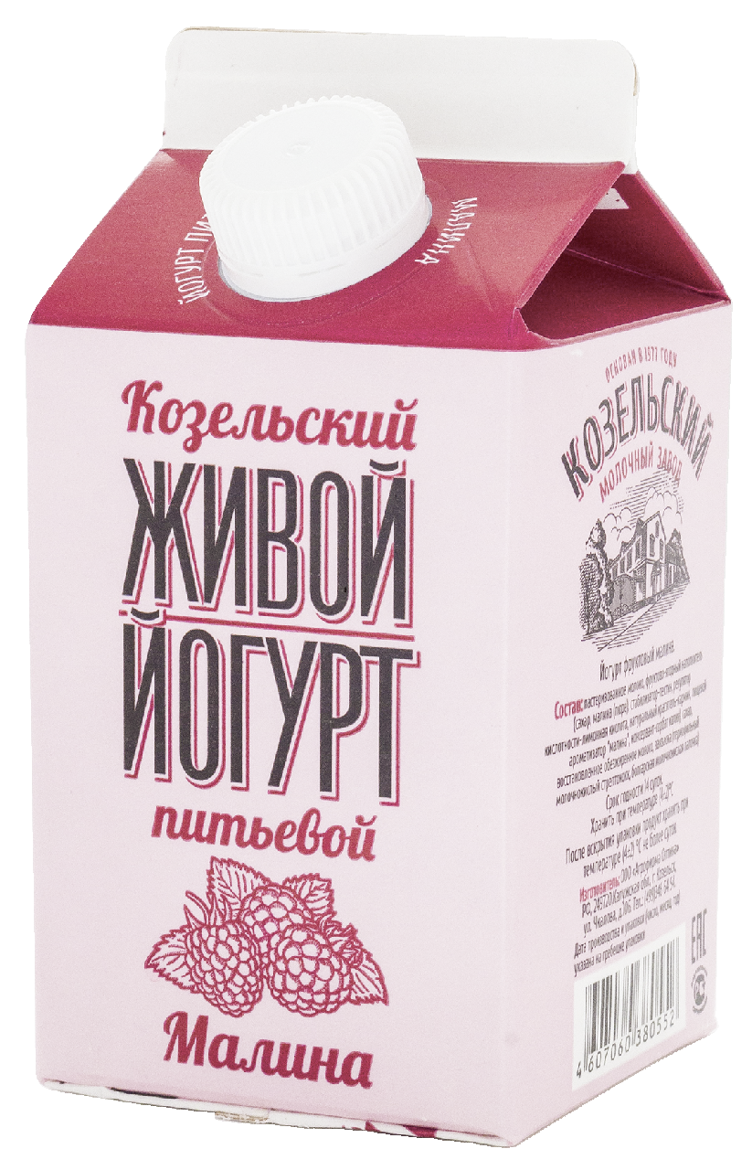 Йогурт Козельское молоко малина живой 2.5%, 450г купить с доставкой на дом,  цены в интернет-магазине