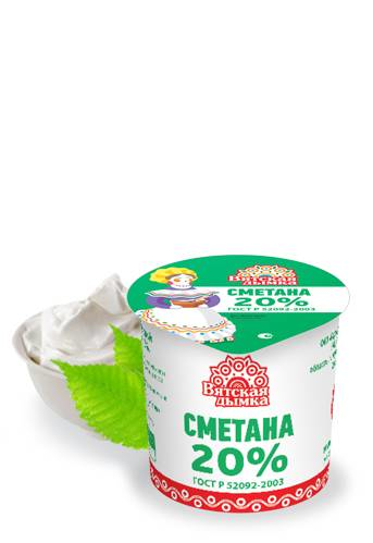 Сметана Вятская дымка ГОСТ 20%, 340г купить с доставкой на дом, цены в ...