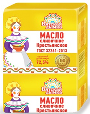 Масло сливочное Вятская дымка Крестьянское ГОСТ 72.5%, 180г