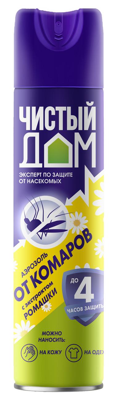 Аэрозоль-репеллент Чистый Дом от комаров с экстрактом ромашки, 150мл