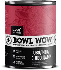 Корм влажный Bowl Wow для собак говядина и овощи, 340г