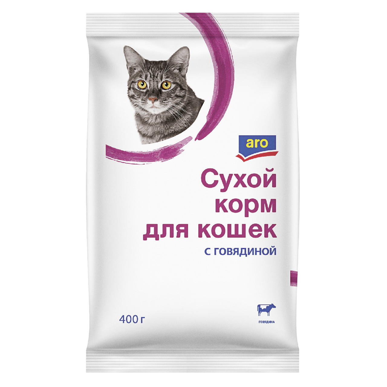 Изображение товара aro Корм сухой для кошек с говядиной, 400г