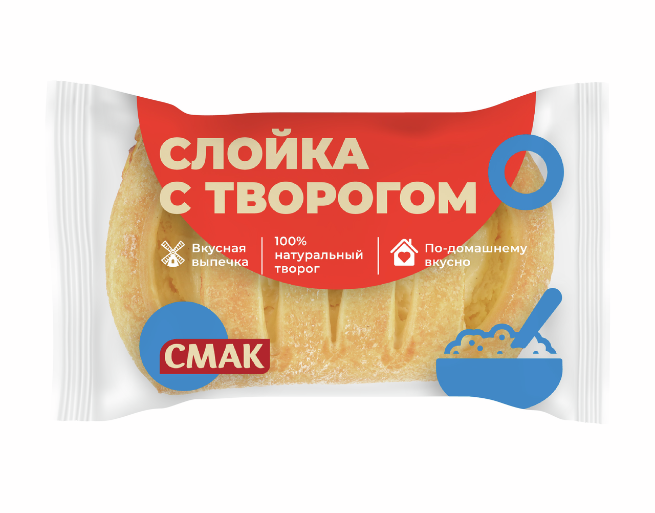 Слойка Смак с творогом, 100г
