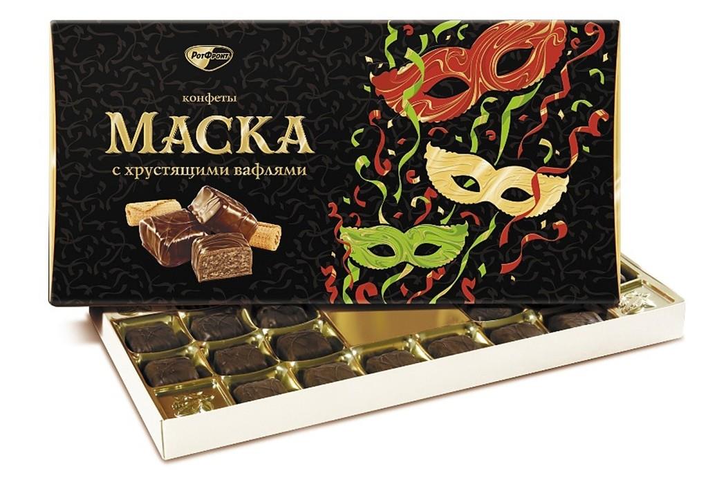 Конфеты шоколадные МАСКА с хрустящими вафлями, 300г