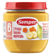 Пюре детское Semper груша, банан и морковь, 120г