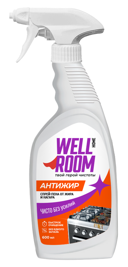 Средство чистящее Wellroom спрей-пена антижир, 600мл