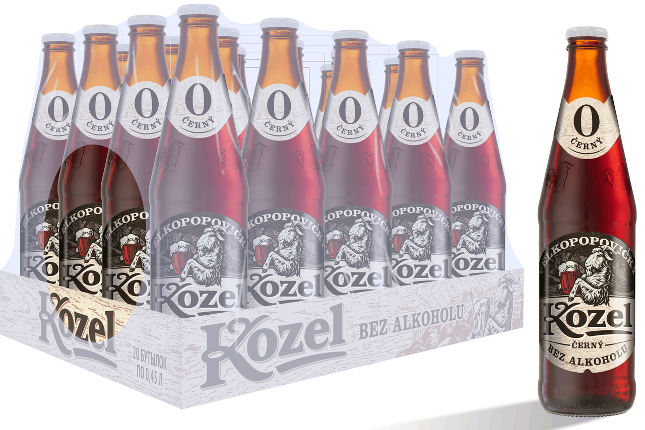 Пиво Velkopopovicky Kozel темное безалкогольное, 0.45л х 20 шт