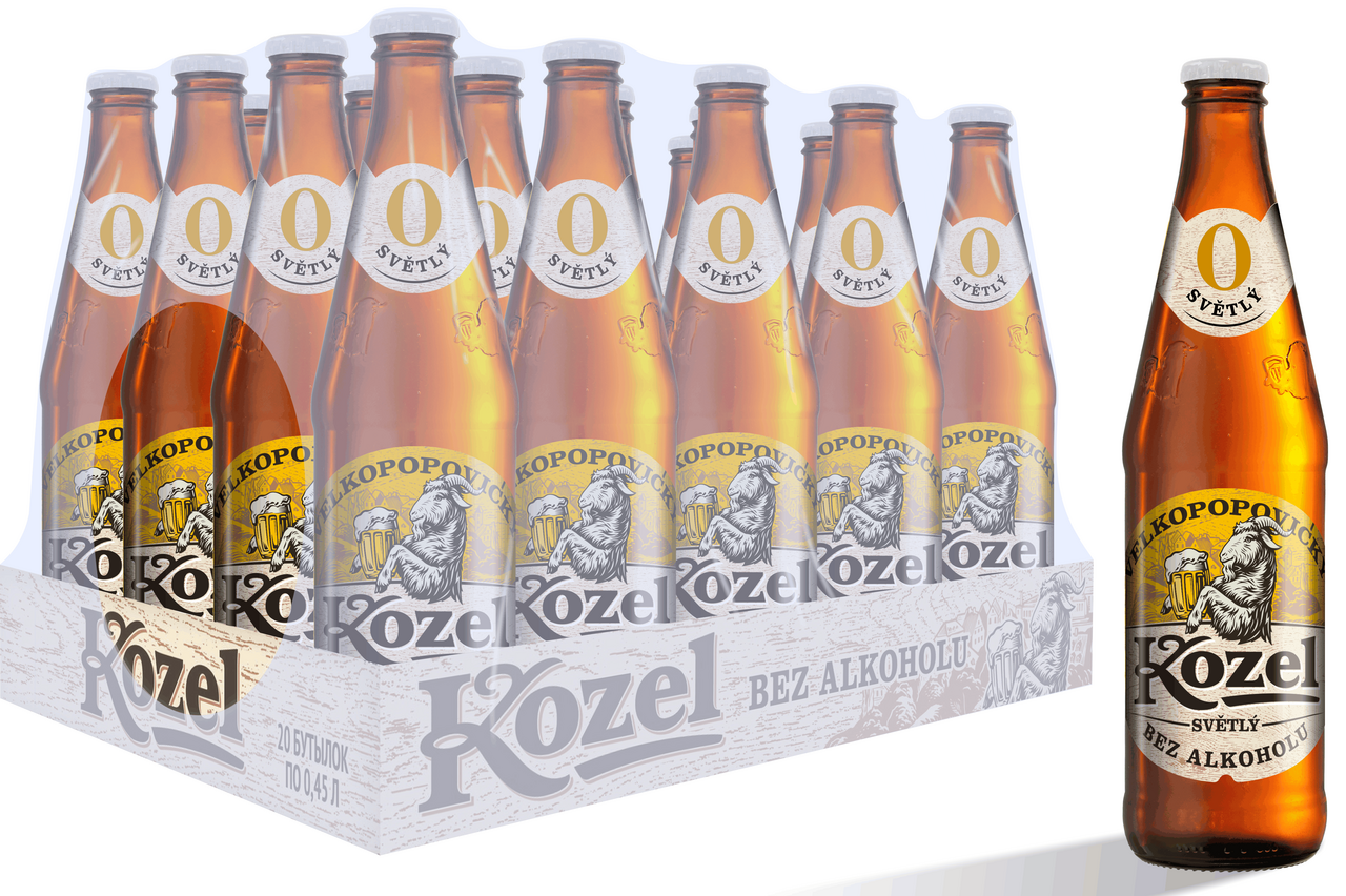 Пиво Velkopopovicky Kozel светлое безалкогольное, 0.45л х 20 шт