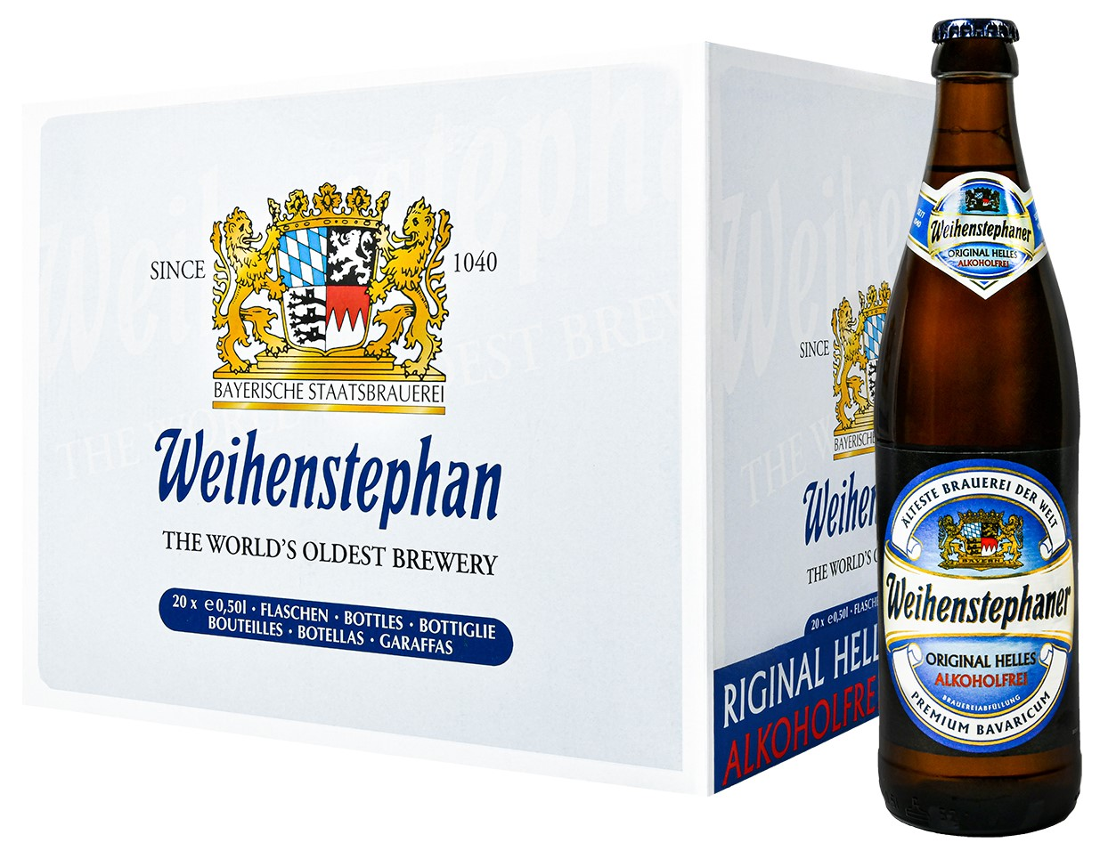 Пиво Weihenstephaner Original Helles безалкогольное, 0.5л х 20 шт