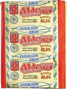 Масло сливочное ЖИВОЕ 82,5% ГОСТ, 200 г