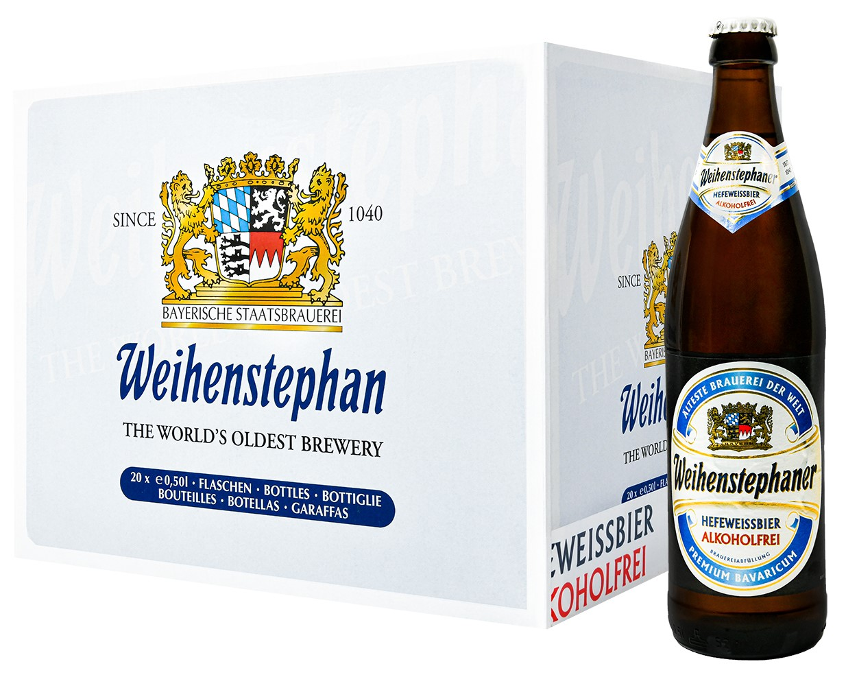 Пиво Weihenstephaner Hefe Weissbier безалкогольное, 0.5л х 20 шт
