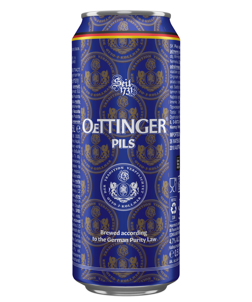 Пиво Oettinger Pils светлое фильтрованное, 0.5л