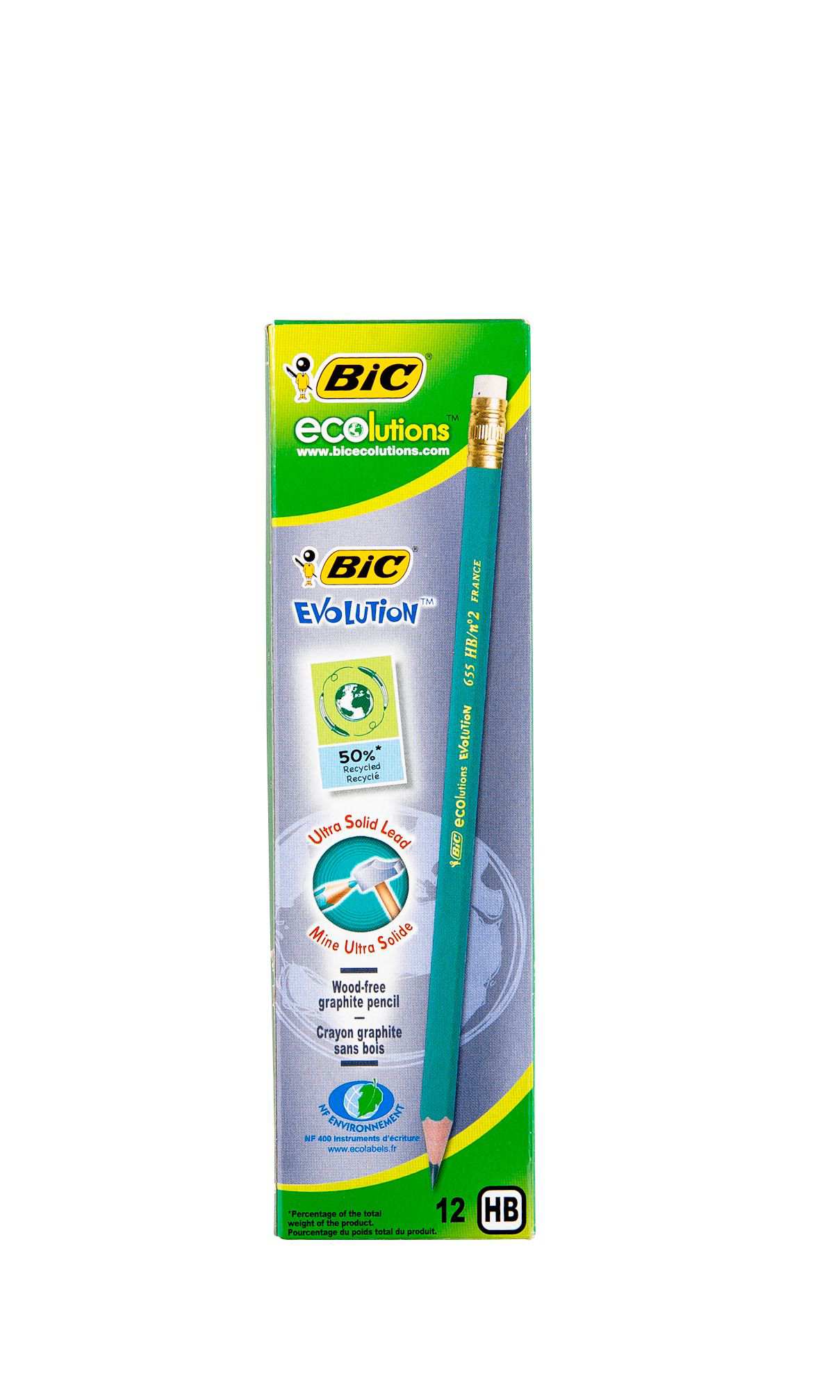 BIC НАБОР КАРАНДАШЕЙ ЧЕРНОГРАФИТНЫХ С ЛАСТИКОМ ЭВОЛЮШЕН 12ШТ купить с ...