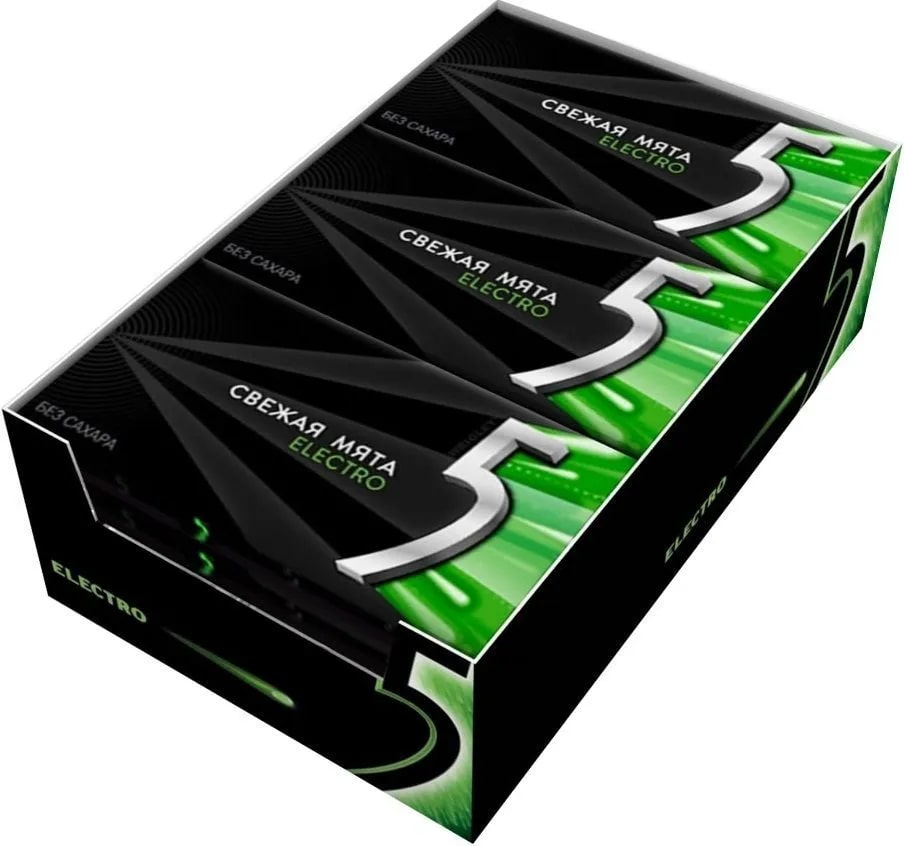 Жевательная резинка Five Wrigley`s 5 Electro мятный разряд, 31г x 180 шт