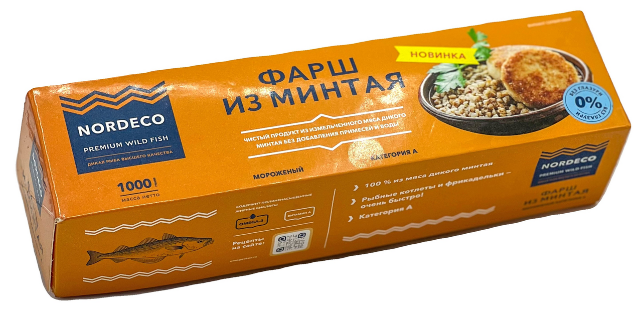 Фарш из минтая Nordeco замороженный, 1кг