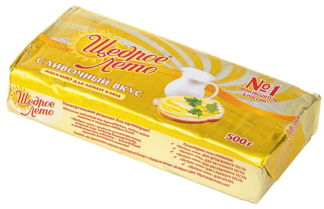 Маргарин Щедрое лето Сливочный вкус 72%, 500г