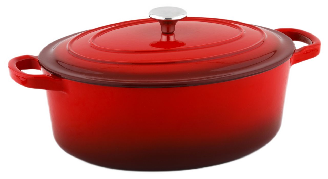 METRO PROFESSIONAL Кастрюля с крышкой чугунная овальная 35 x 28см, 7.9л