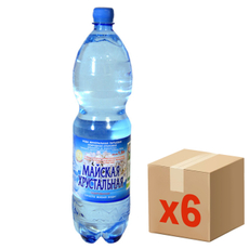 Вода Майская хрустальная питьевая газированная, 1.5л x 6 шт