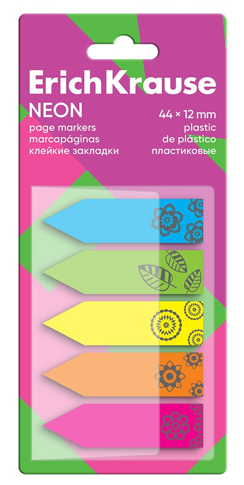 ЗАКЛАДКИ КЛЕЙКИЕ NEON 5ЦВ 44X12ММ 100Л ERICHKRAUSE