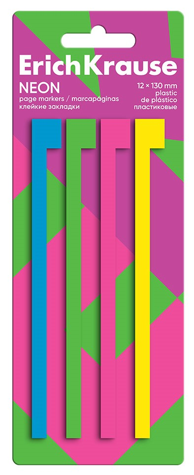 ЗАКЛАДКИ КЛЕЙКИЕ NEON 4ЦВ 12X130ММ 80Л ERICHKRAUSE