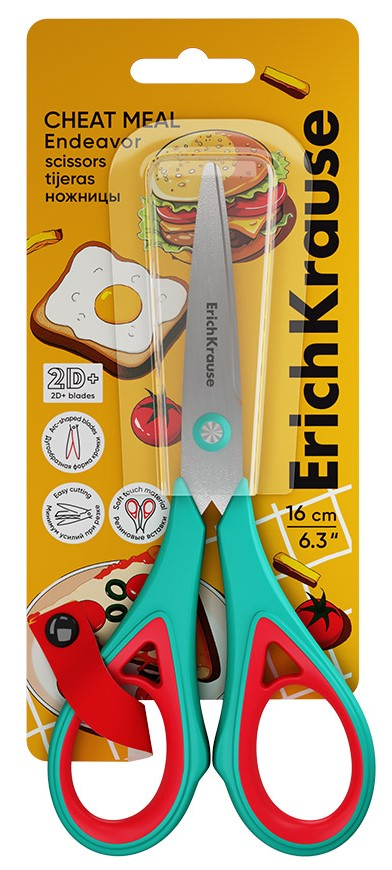 Ножницы ErichKrause Endeavor Cheat Meal бирюзовые, 16см