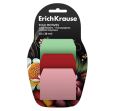 Клейкие закладки пластиковые ErichKrause Фолк-мотивы 45x38мм 3 цвета, 30 листов
