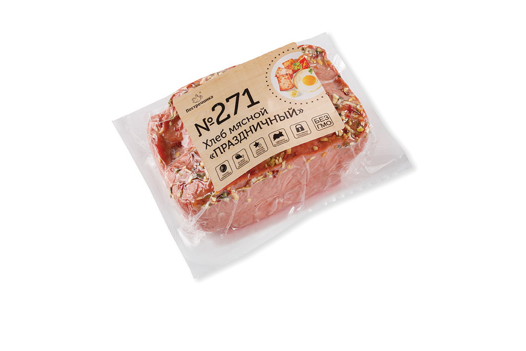 Хлеб мясной Пестречинка Праздничный копчено-вареный, ~600г