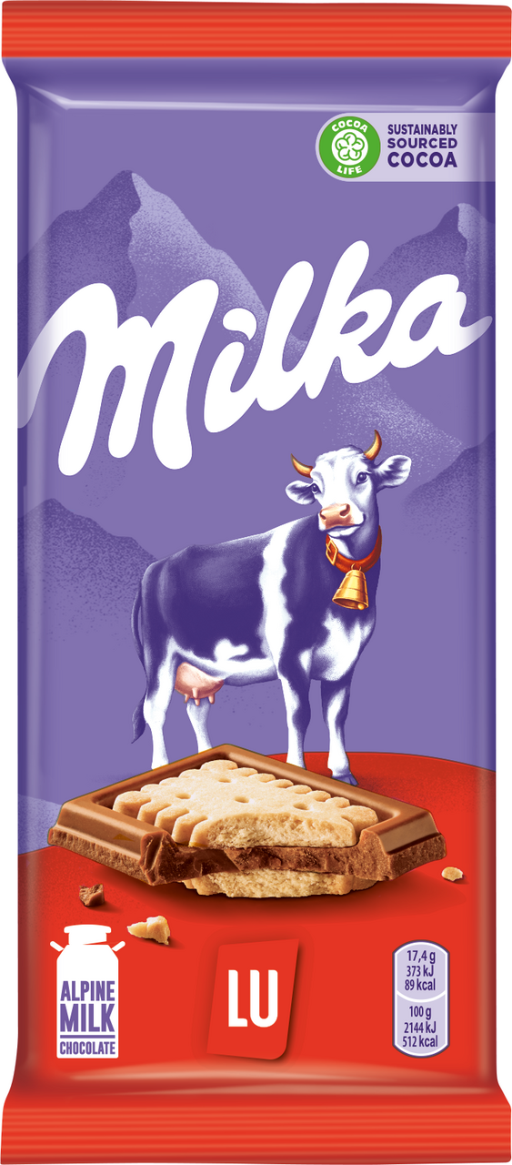 Шоколад молочный MILKA с печеньем Lu, 87г