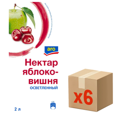 aro Нектар осветленный яблоко и вишня, 2л x 6 шт