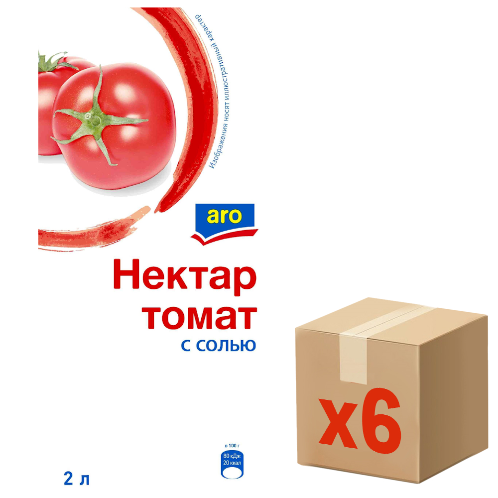 aro Нектар томатный с солью, 2л x 6 шт