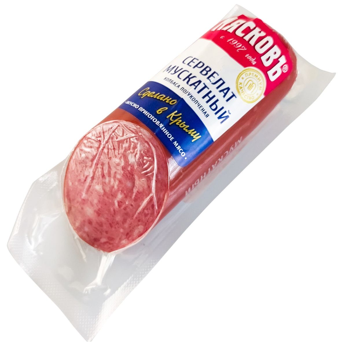 Колбаса Мясковъ Сервелат мускатный полукопченая, 250г
