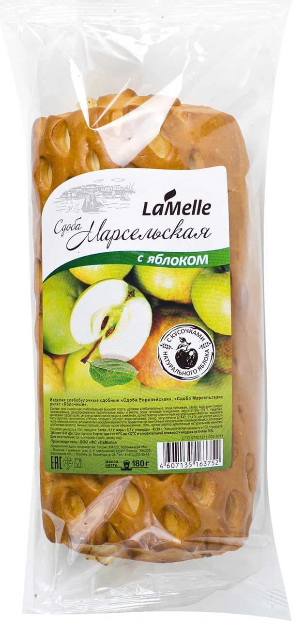Рулет Экохлеб LaMelle сдобный яблочный, 180г