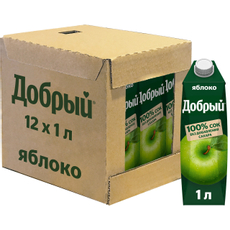 Сок Добрый яблочный, 1л x 12 шт