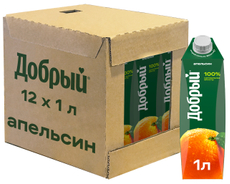 Нектар Добрый апельсиновый с мякотью, 1л x 12 шт