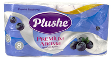Туалетная бумага Plushe Premium Aroma морозная голубика 3-слойная 8 рулонов