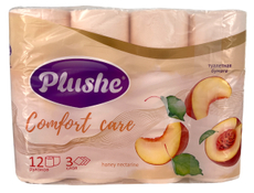 Туалетная бумага Plushe Comfort Care медовый нектарин 3-слойная 12 рулонов