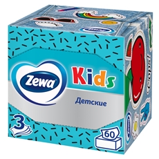 Салфетки бумажные Zewa Kids 3-слойные в коробке, 60 листов