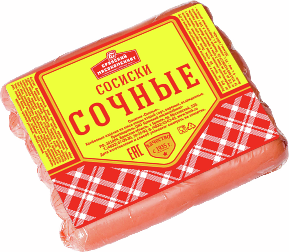 Сосиски Брянский мясокомбинат Сочные, 400г
