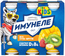 Напиток кисломолочный детский Имунеле For Kids Тутти-фрутти 1.5% с 3 лет, 100г x 6 шт