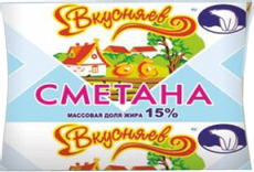 Сметана Вкусняево 15%, 250г