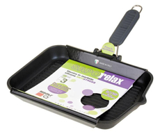 Сковорода-гриль Risoli Saporelax Grey со складной силиконовой ручкой, 36 х 26см