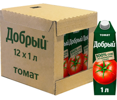 Сок Добрый томатный с мякотью, 1л x 12 шт