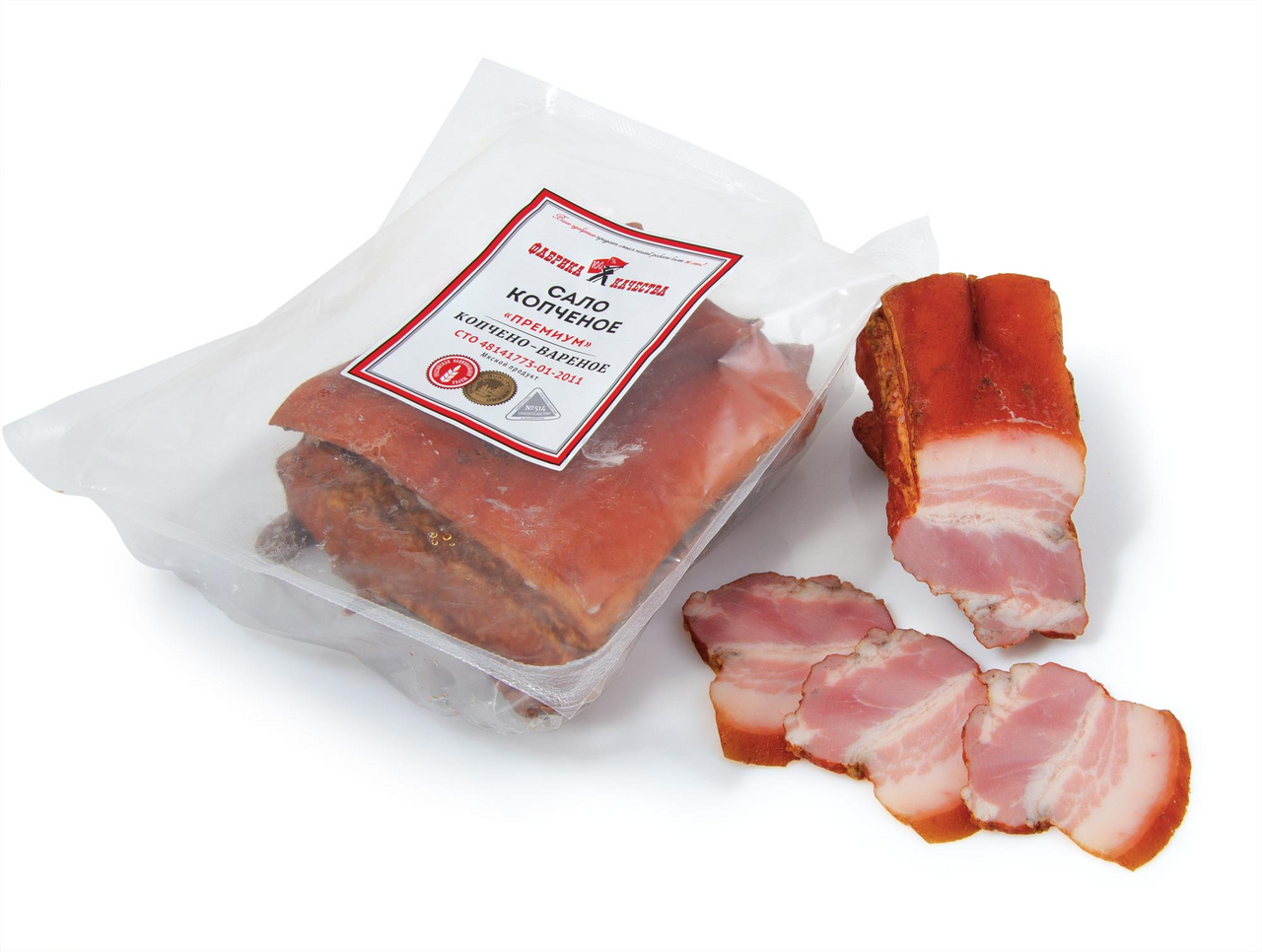 Сало Фабрика качества Премиум копченое, ~1кг