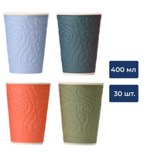 Стакан бумажный Скандипакк Узоры 2-слойный 30шт, 400мл