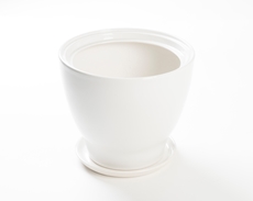 Горшок с поддоном Керамика-Фарфор керамический круглый белый, 32 х 32 х 30см