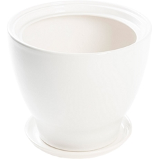 Горшок с поддоном Керамика-Фарфор керамический круглый белый, 25 х 25 х 23см