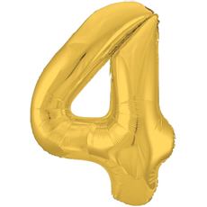 Шар-цифра 4 фольгированный Fiolento золотой