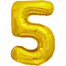 Шар-цифра 5 фольгированный Fiolento золотой