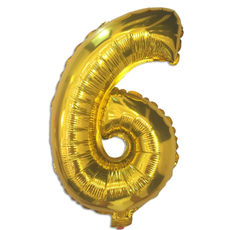 Шар-цифра 6 фольгированный Fiolento золотой