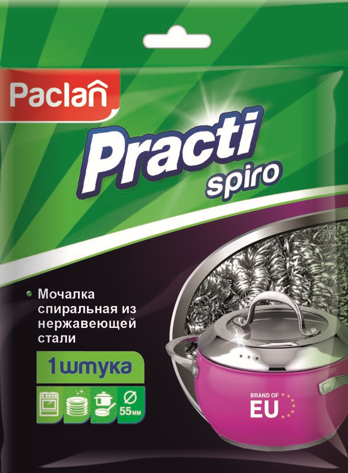 Мочалка Paclan Practi Spiro металлическая, 5.5 х 5.5см